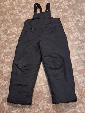 Kids Black Puffer Snow Bibs with Adjustable Straps 10-12 Size